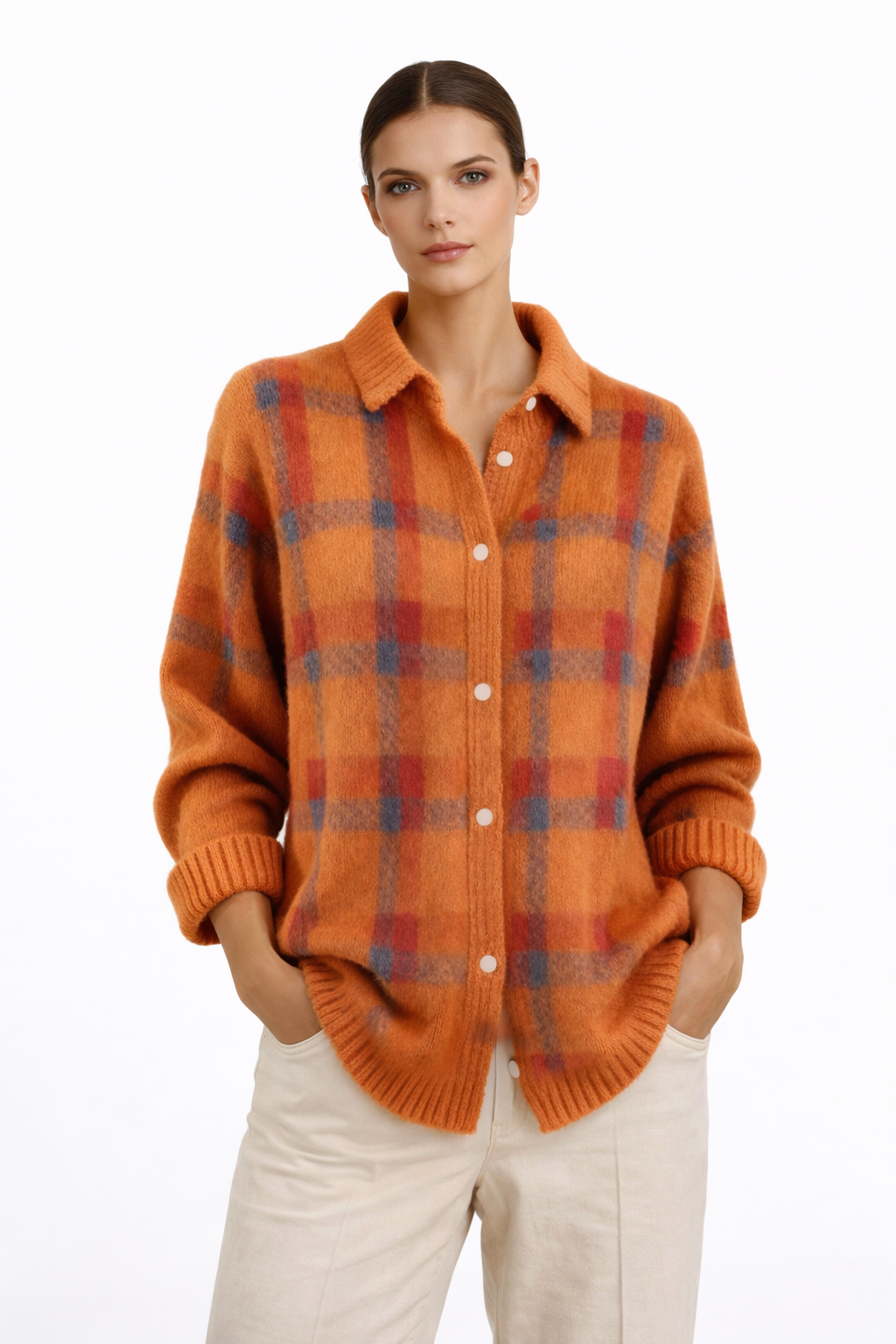 Isabella | Suave chaqueta de punto con patrón de cuadros