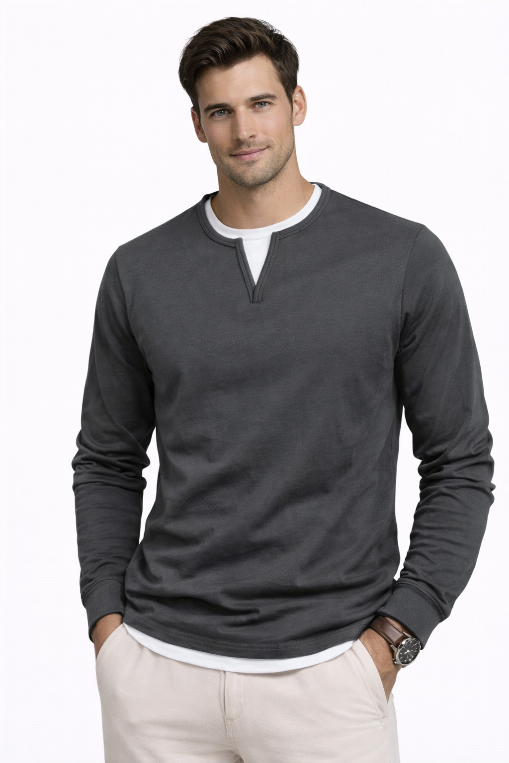 Elegance | Camiseta de manga larga premium de algodón peinado