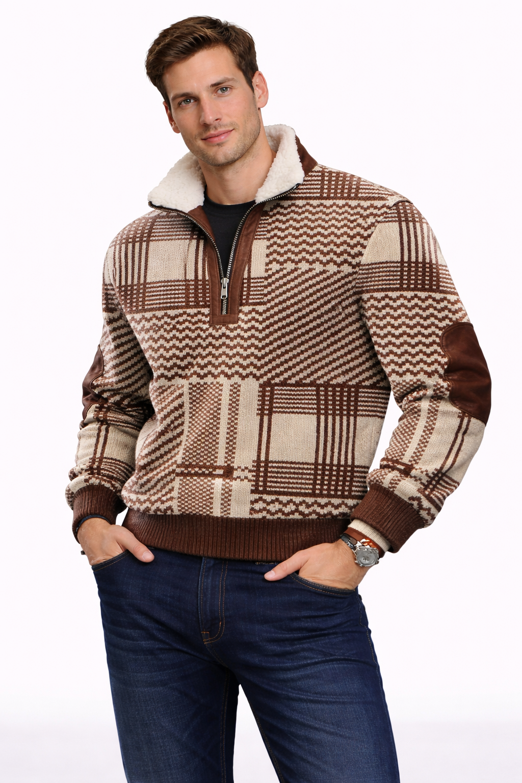 Lucas |  Jersey con cremallera y cuello alto de pelo