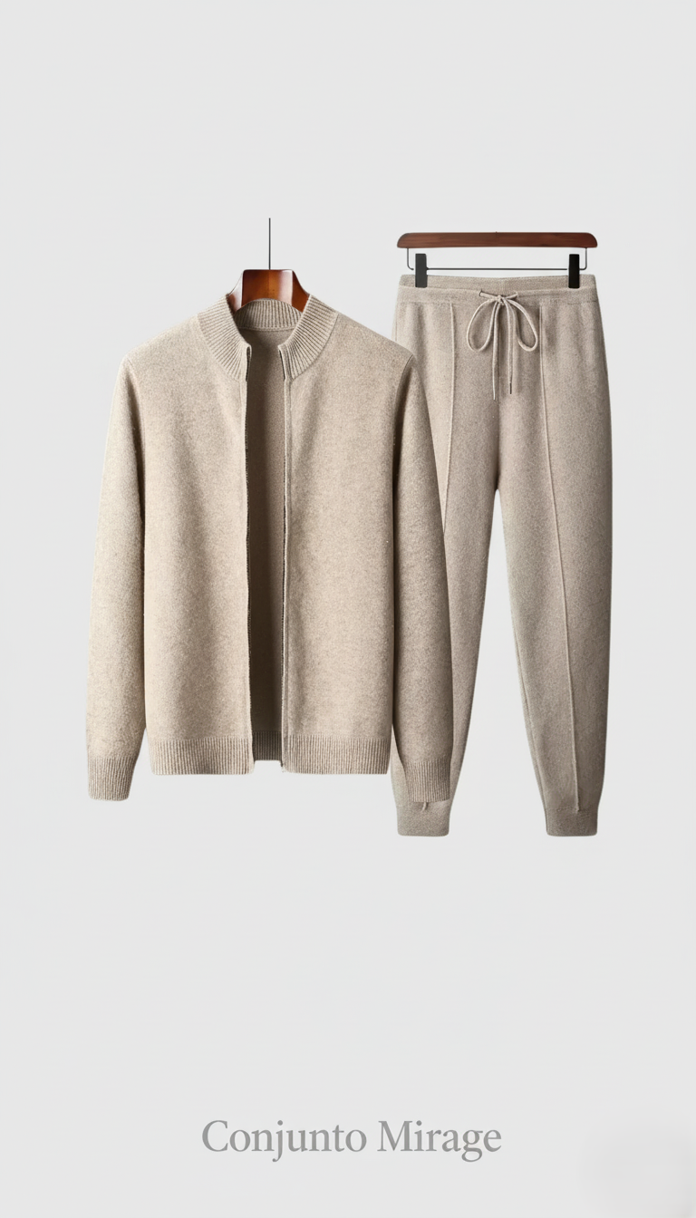 Mirage Gris Sweater | Suéter premium de lana con cremallera y acabado afelpado