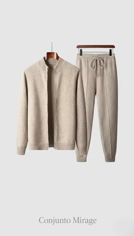 Mirage Gris Sweater | Suéter premium de lana con cremallera y acabado afelpado