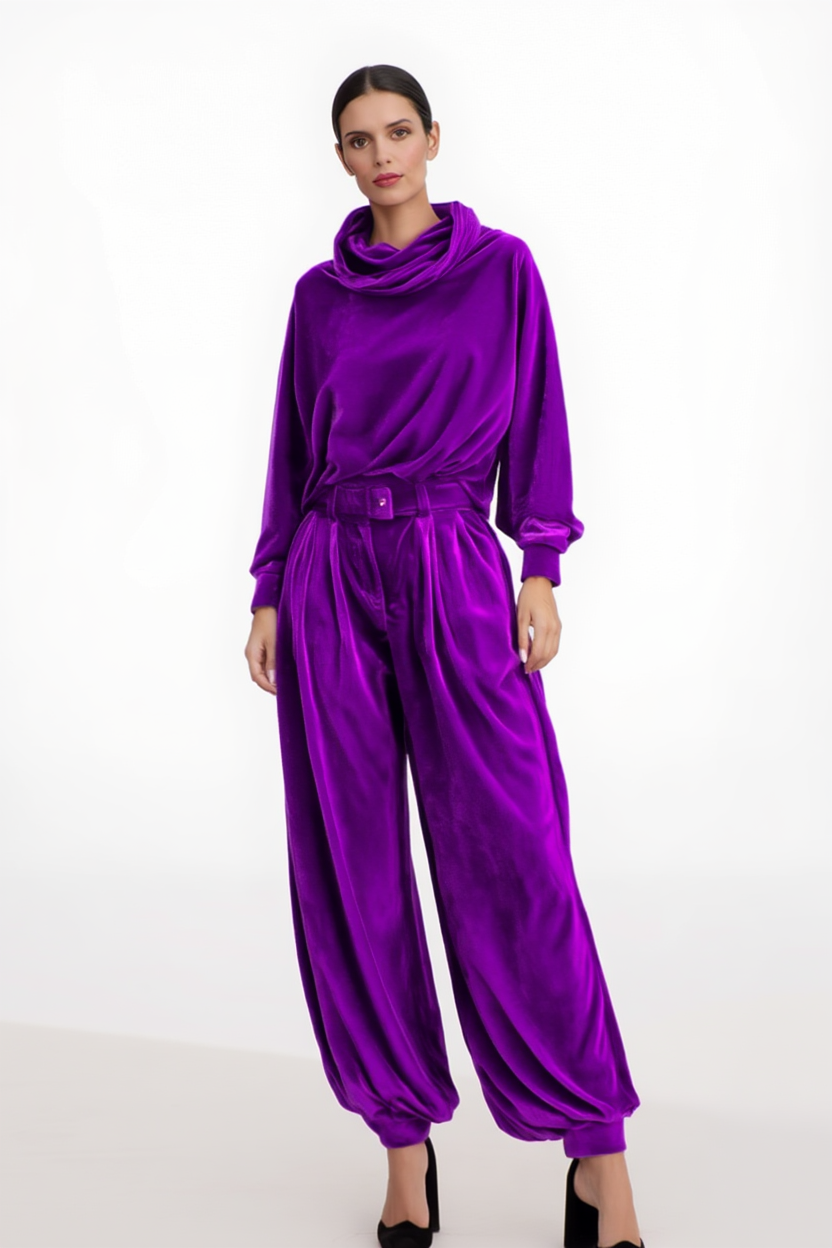 Elena | Conjunto vintage de sudadera con capucha y pantalones holgados