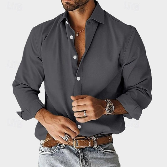 Adriano™ | Camisa gris carbón de tejido técnico transpirable