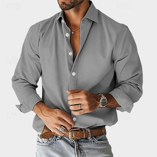 Adriano™ | Camisa gris carbón de tejido técnico transpirable