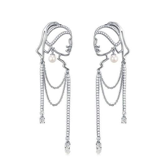 Verona™ | Pendientes elegantes con perla y caída fina