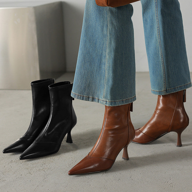 Ami Genuine Leather Heel Boots