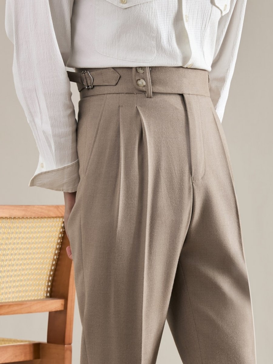 Pantalones de cintura alta con doble pliegue