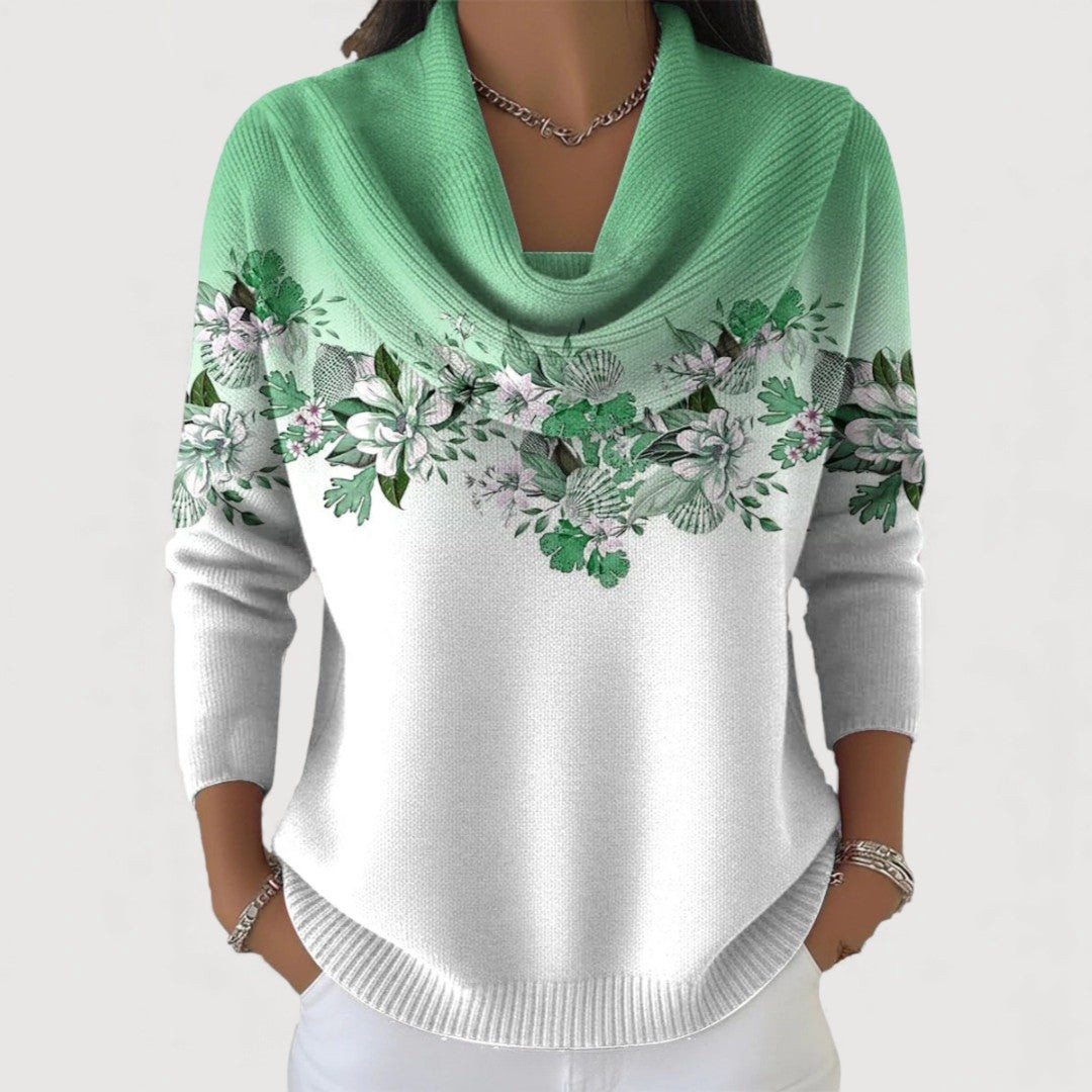 Alora | Jersey floral con cuello suave