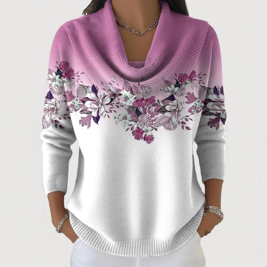 Alora | Jersey floral con cuello suave