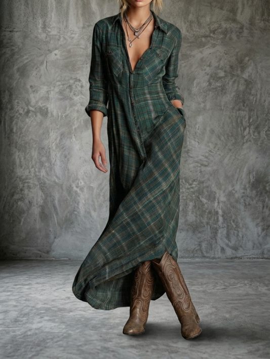 Graziella | Vestido largo a rayas con cuello