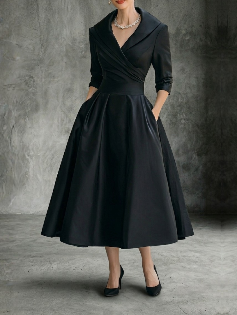 Lina | Vestido midi negro
