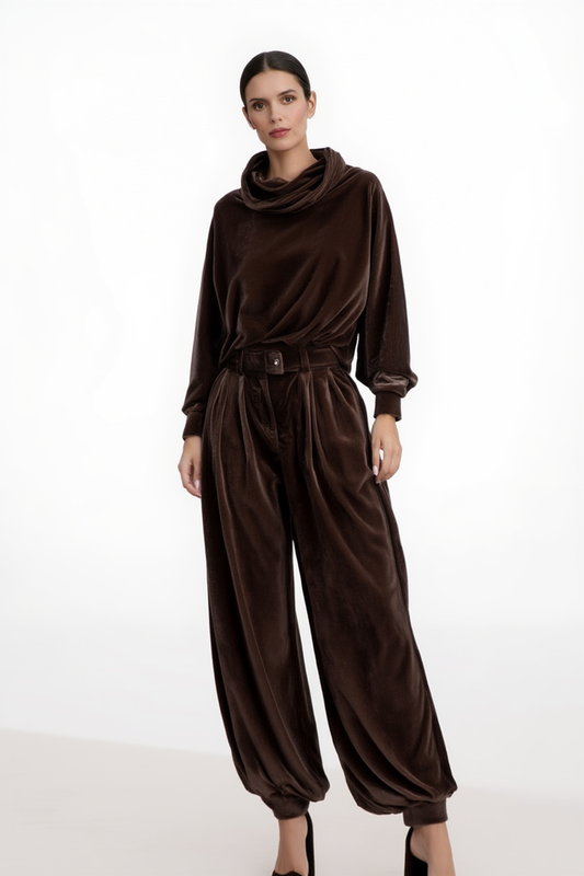 Elena | Conjunto vintage de sudadera con capucha y pantalones holgados