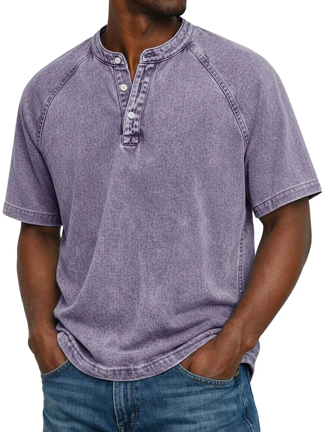 DIEGO | Camiseta Henley Vintage de Hombre