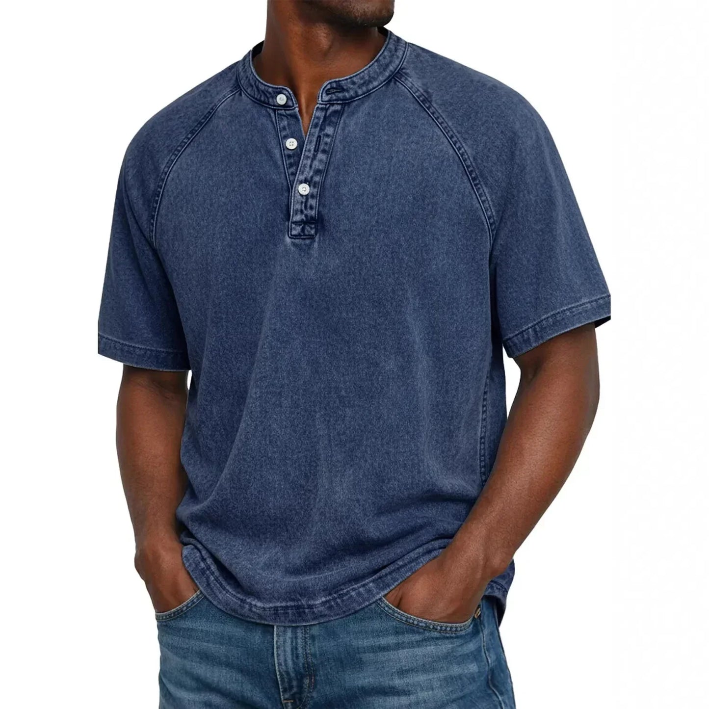 DIEGO | Camiseta Henley Vintage de Hombre