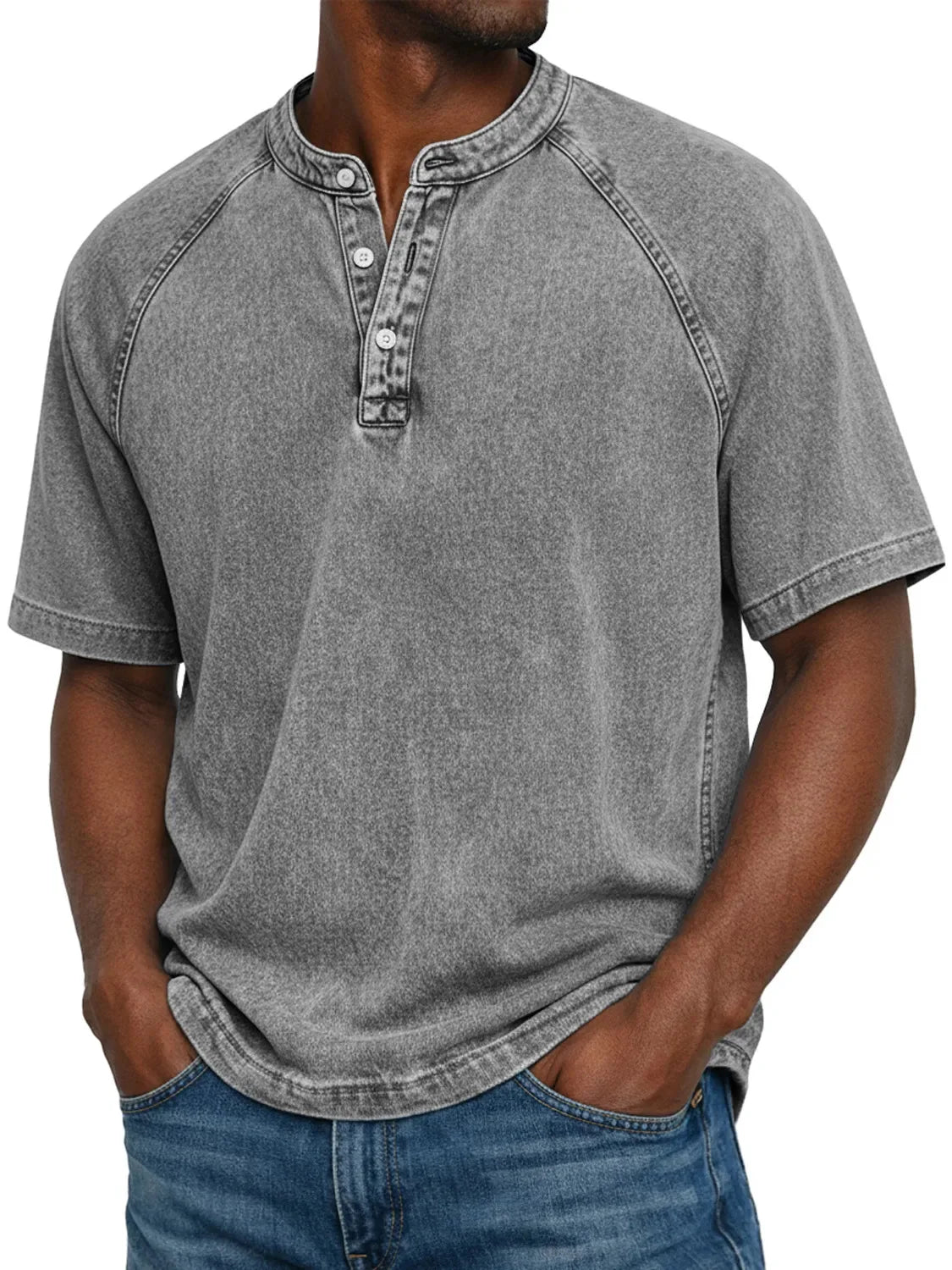 DIEGO | Camiseta Henley Vintage de Hombre
