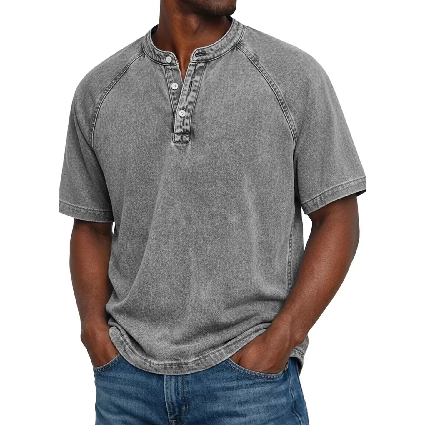 DIEGO | Camiseta Henley Vintage de Hombre