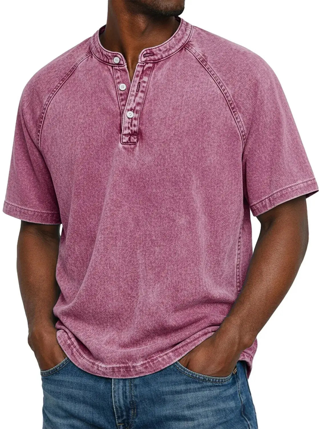 DIEGO | Camiseta Henley Vintage de Hombre