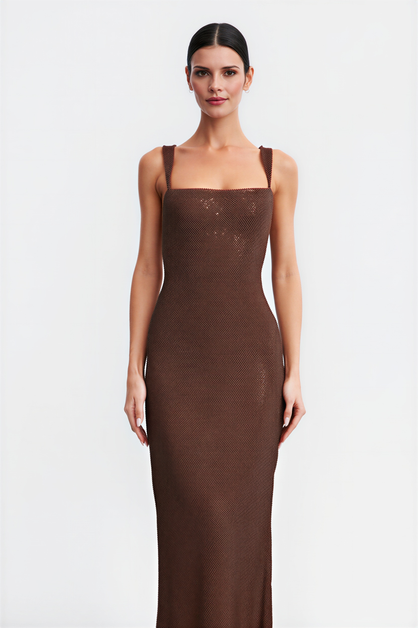 Lucía | Vestido Maxi Brillo Ciruela Elegante