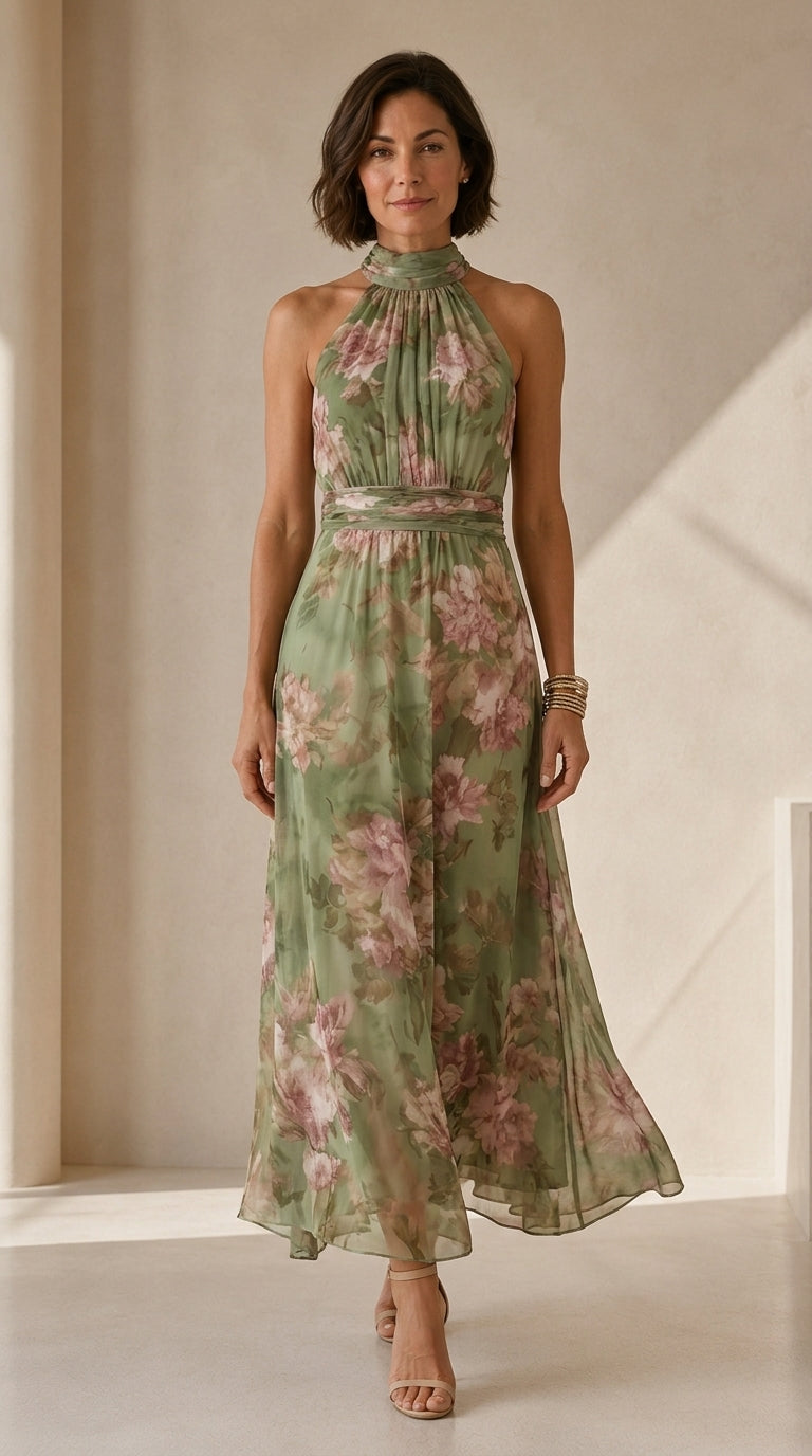 Adriana | Floral Verde Salvia Halter