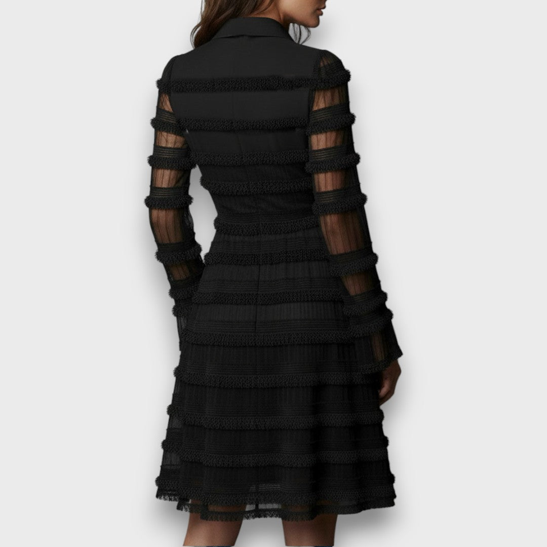 Vega | Vestido Negro Elegante Manga Larga