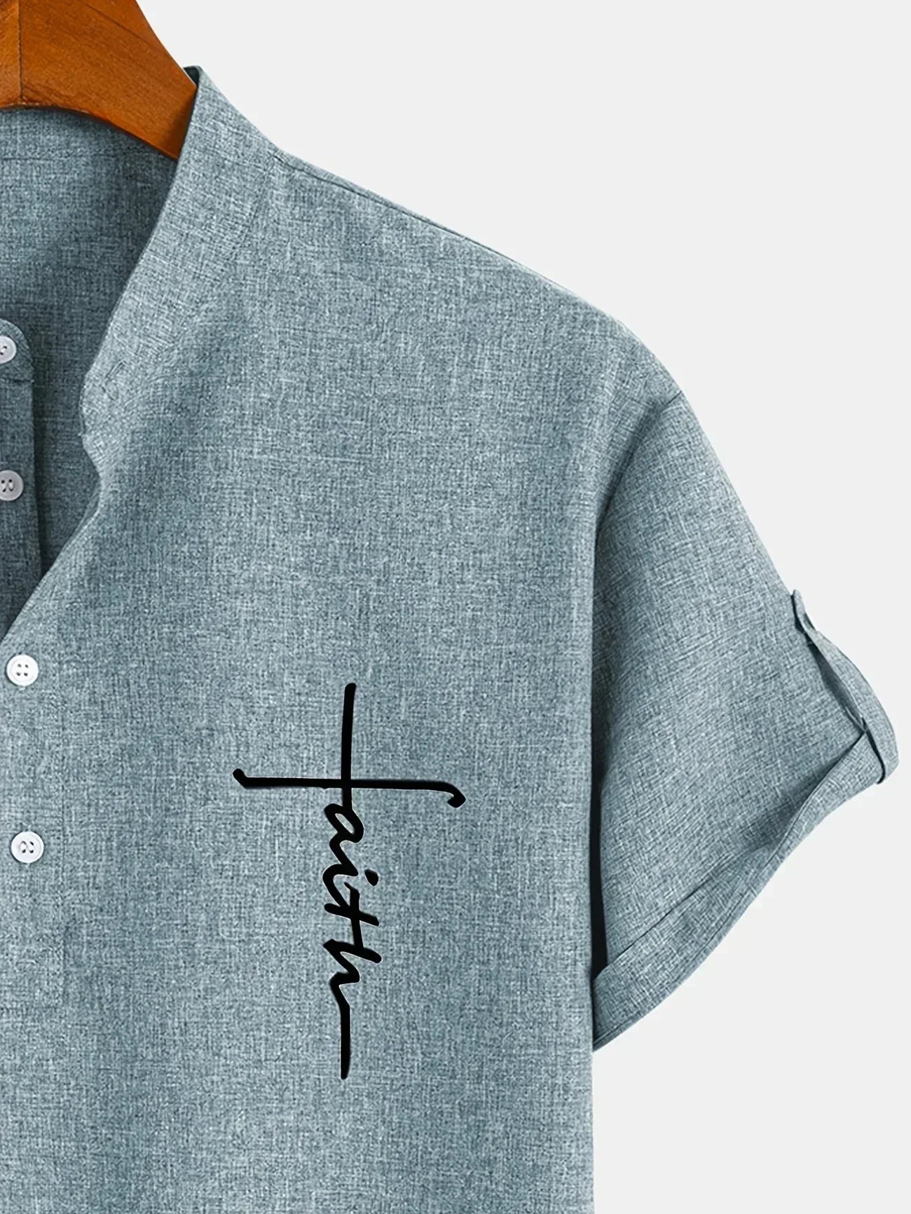 Francisco - Camisa Elegante de Manga Corta con Cuello Alto