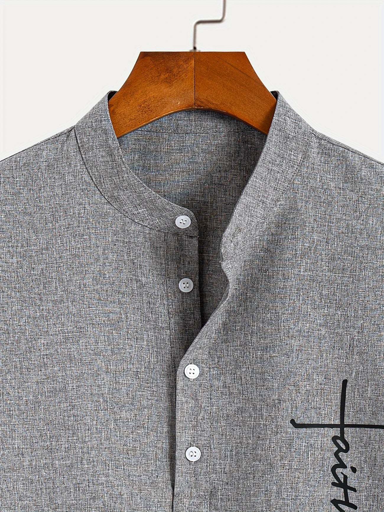 Francisco - Camisa Elegante de Manga Corta con Cuello Alto