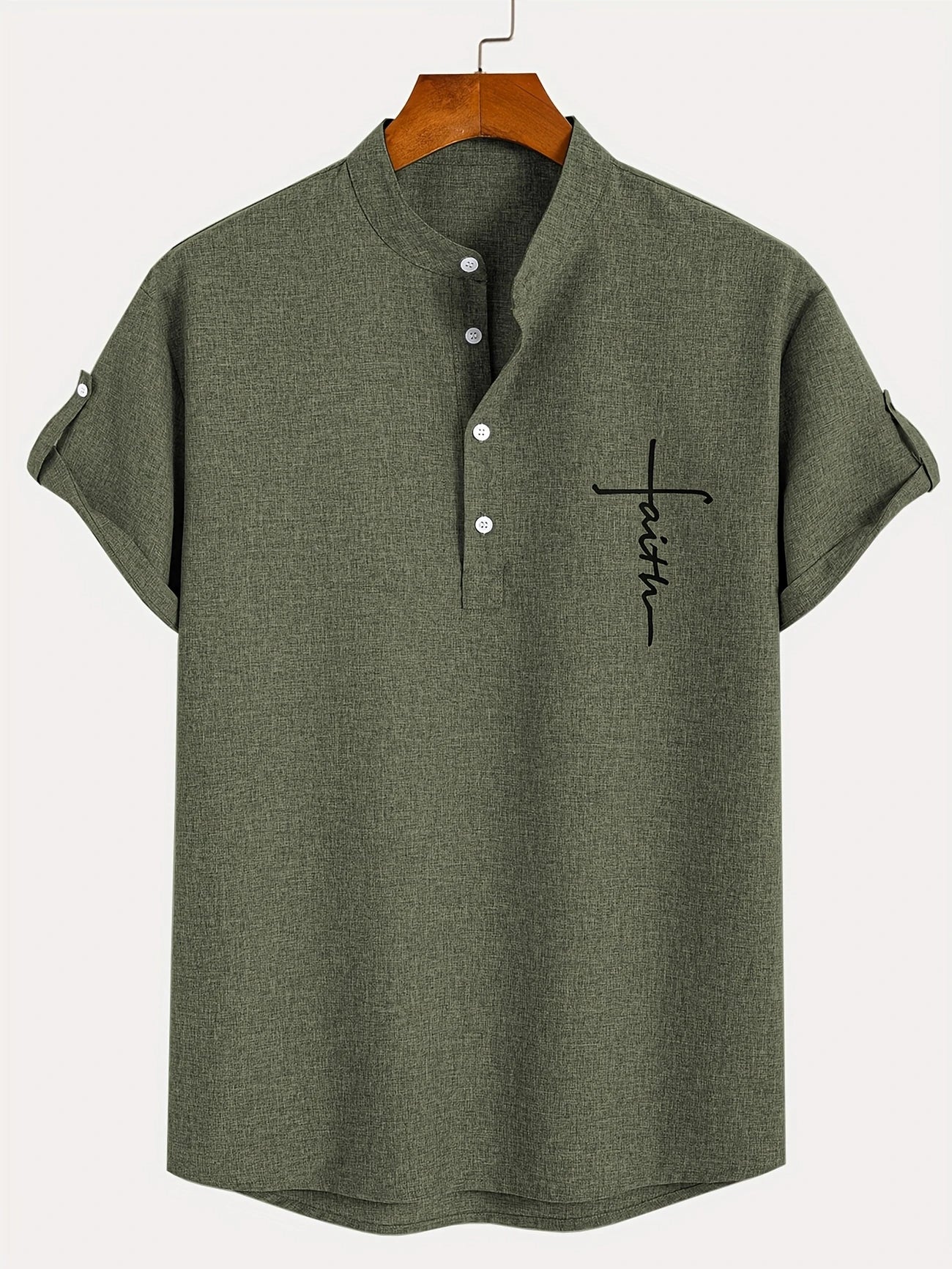 Francisco - Camisa Elegante de Manga Corta con Cuello Alto