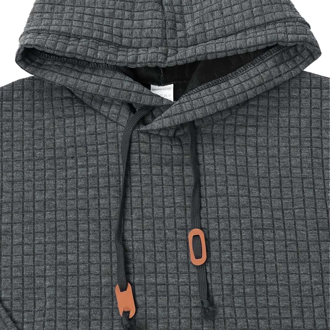 Sudadera de manga larga con capucha para hombre, acolchada, de waffle, de color sólido para deportes al aire libre
