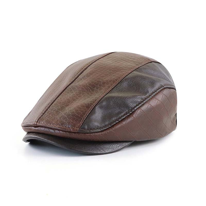 Gorra Picuda de Piel Sintética de Cocodrilo para Hombre Retro