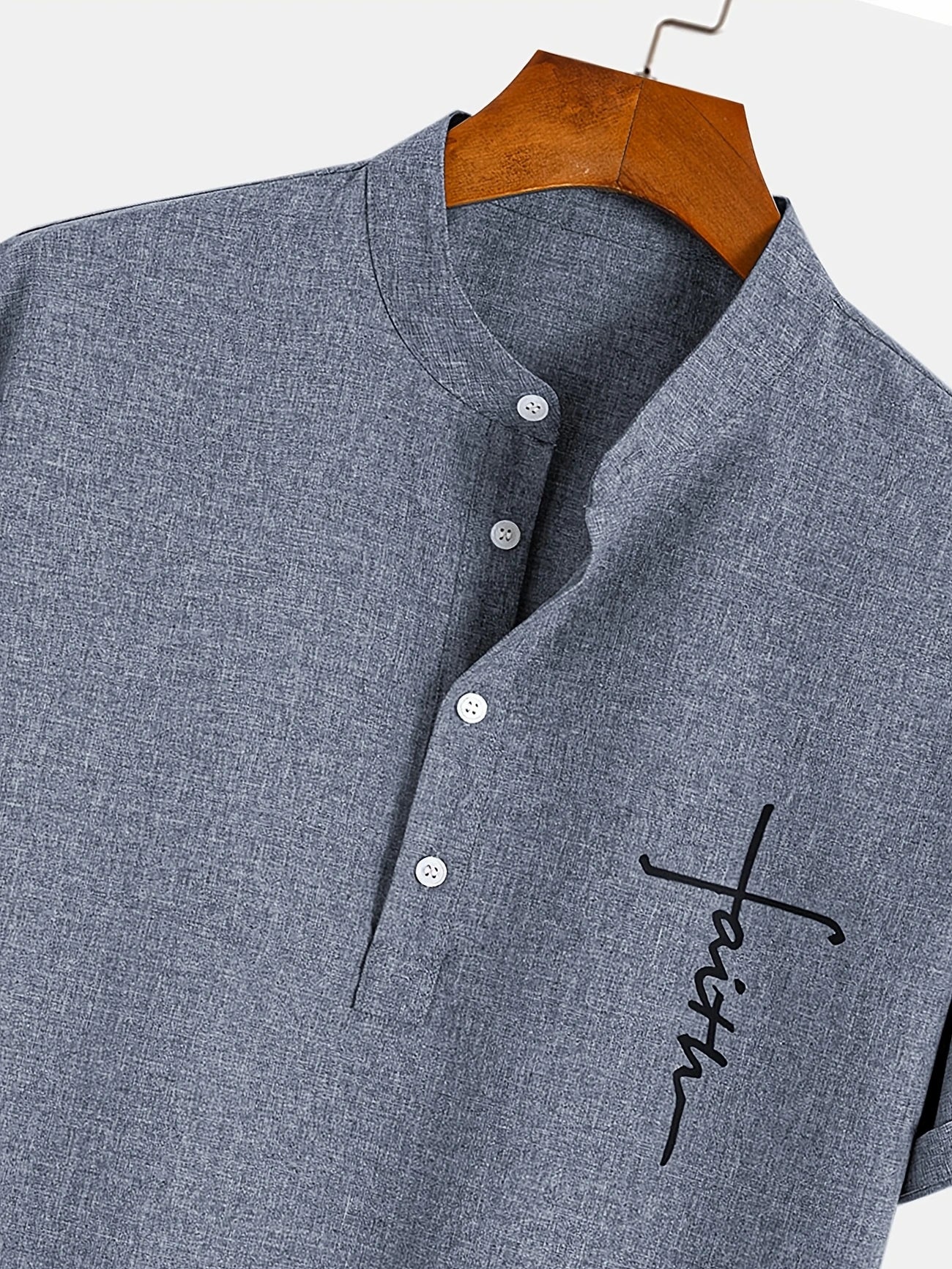 Francisco - Camisa Elegante de Manga Corta con Cuello Alto