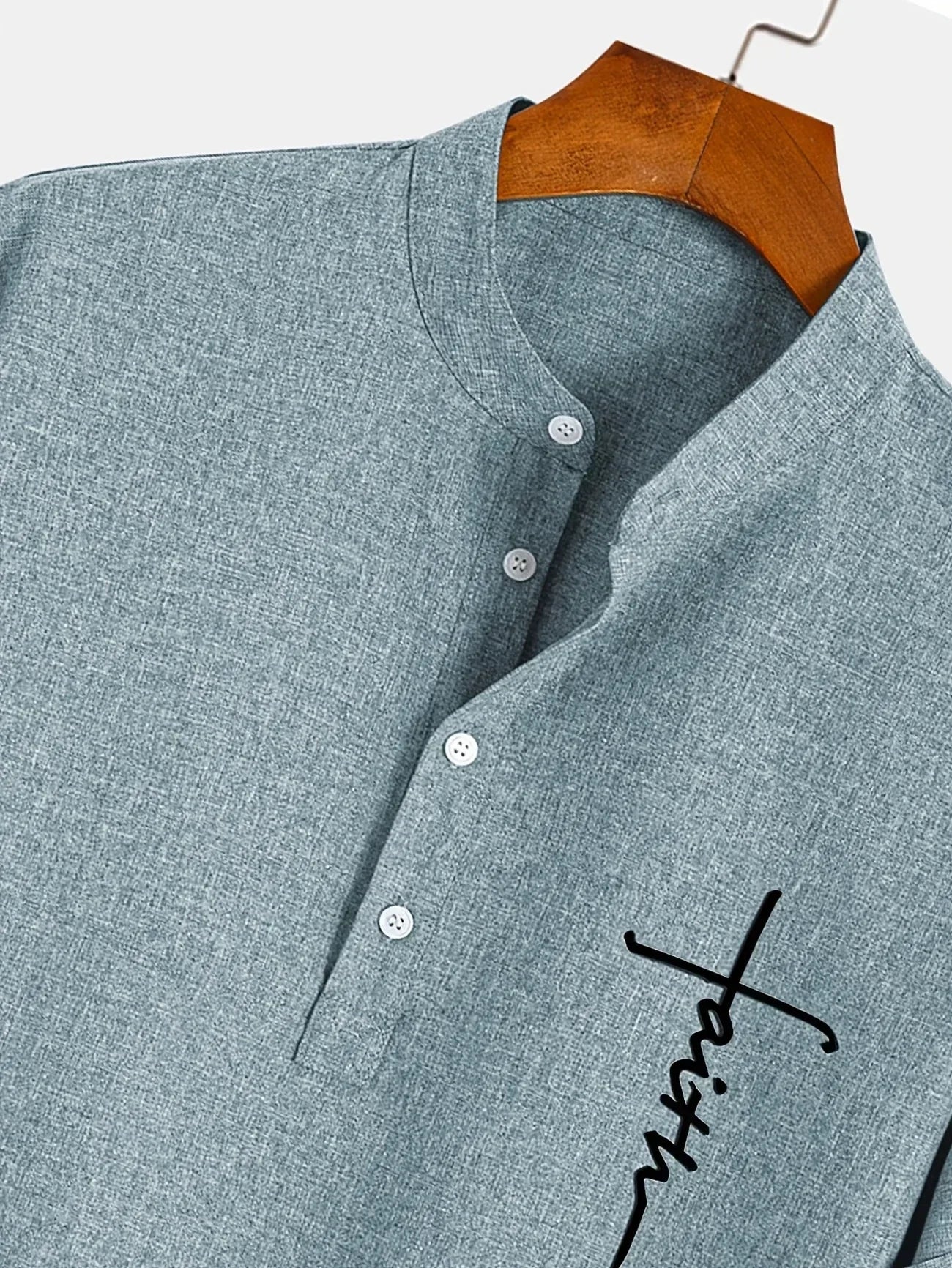Francisco - Camisa Elegante de Manga Corta con Cuello Alto