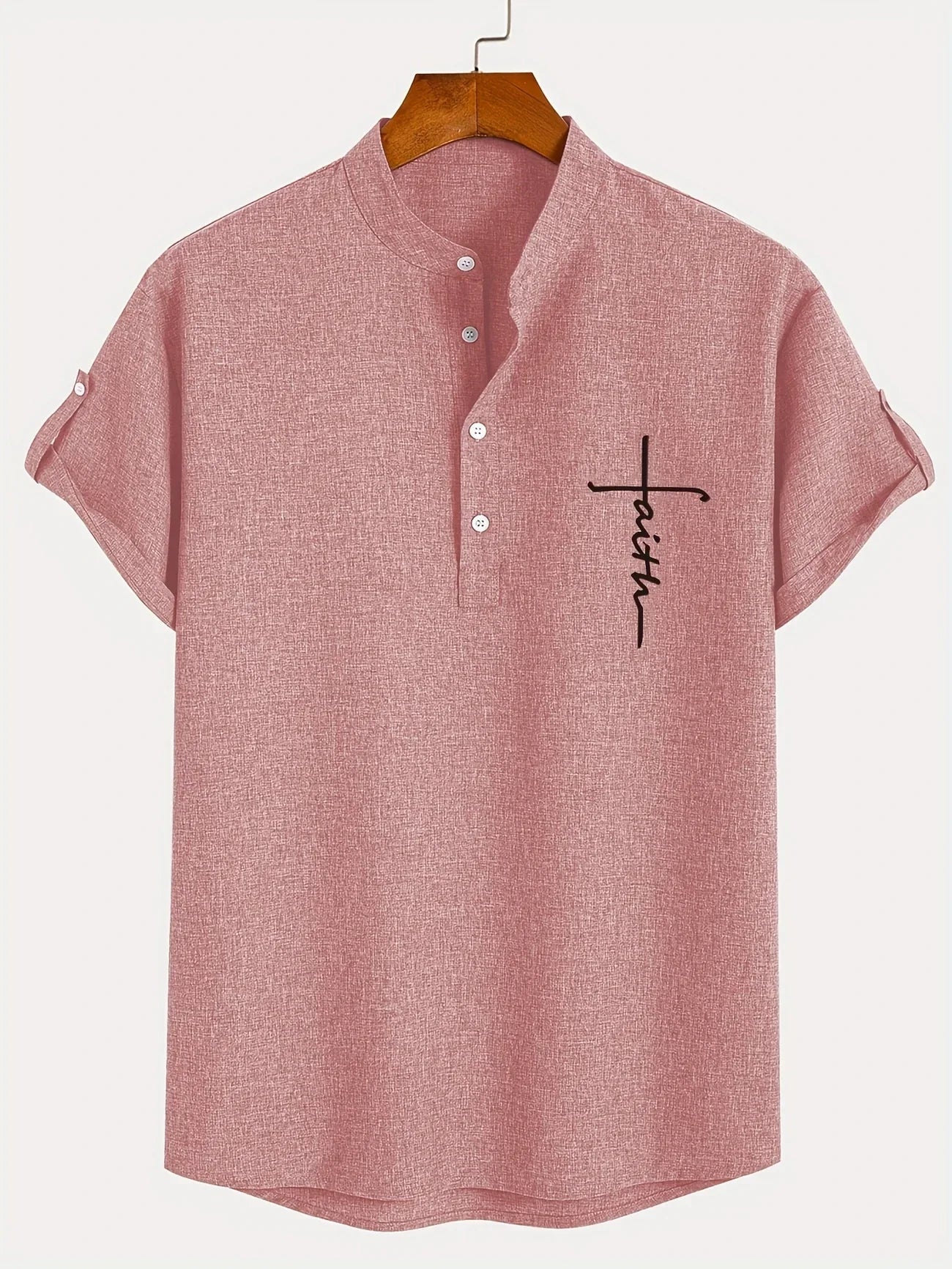 Francisco - Camisa Elegante de Manga Corta con Cuello Alto