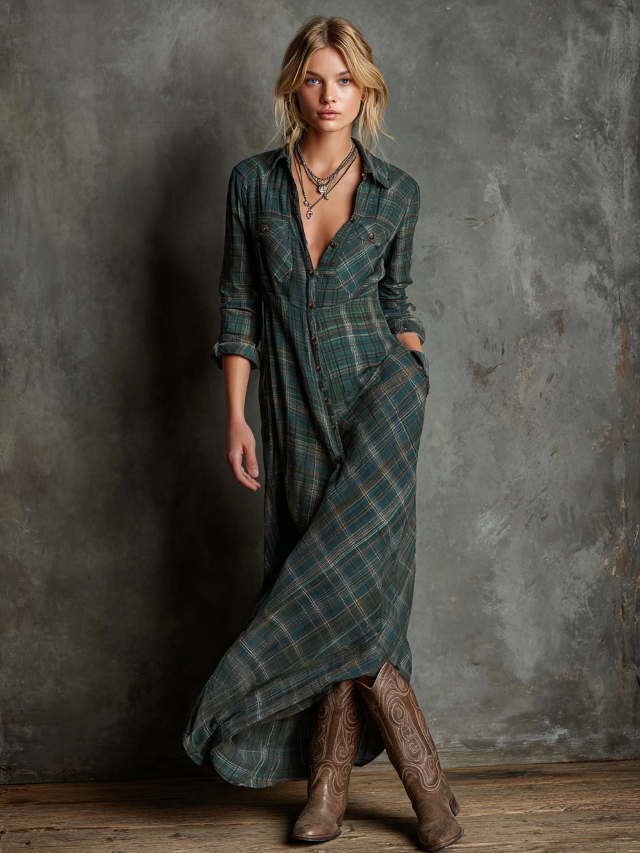 Graziella | Vestido largo a rayas con cuello