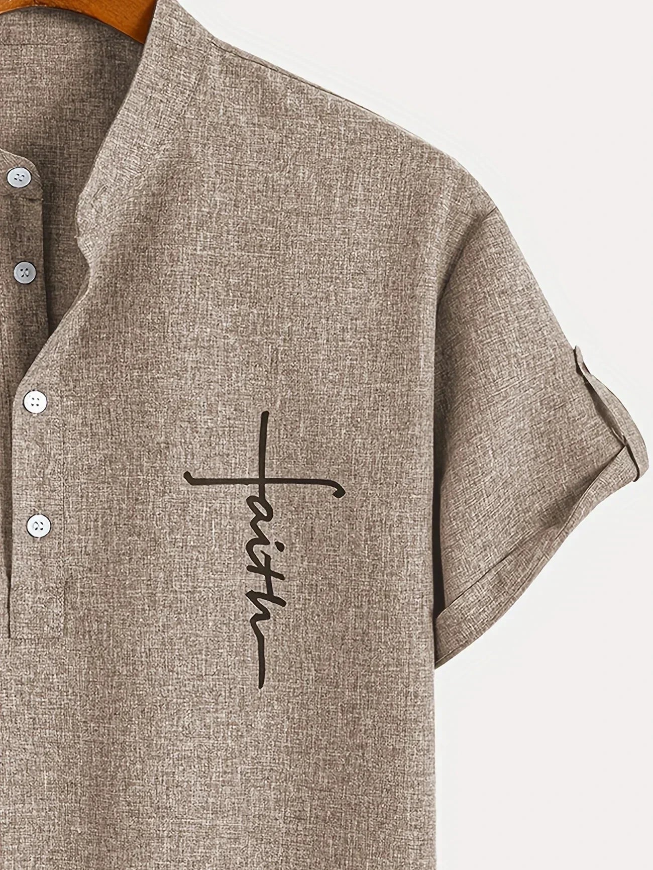 Francisco - Camisa Elegante de Manga Corta con Cuello Alto