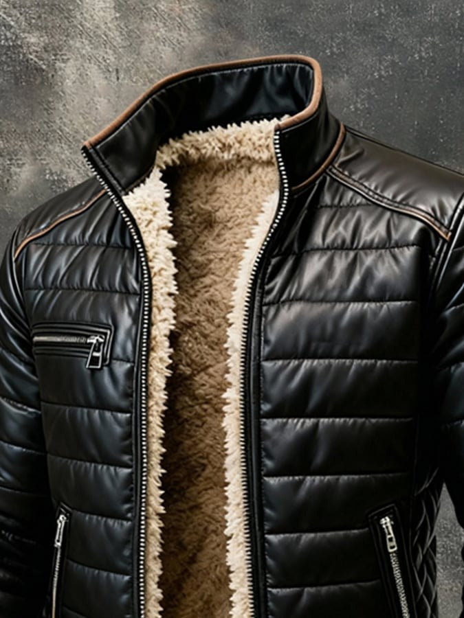 CHAQUETA ACOLCHADA NEGRA CON FORRO DE SHERPA