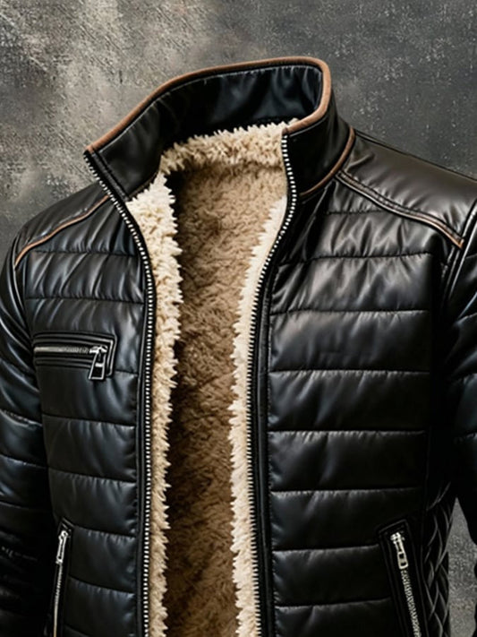 CHAQUETA ACOLCHADA NEGRA CON FORRO DE SHERPA