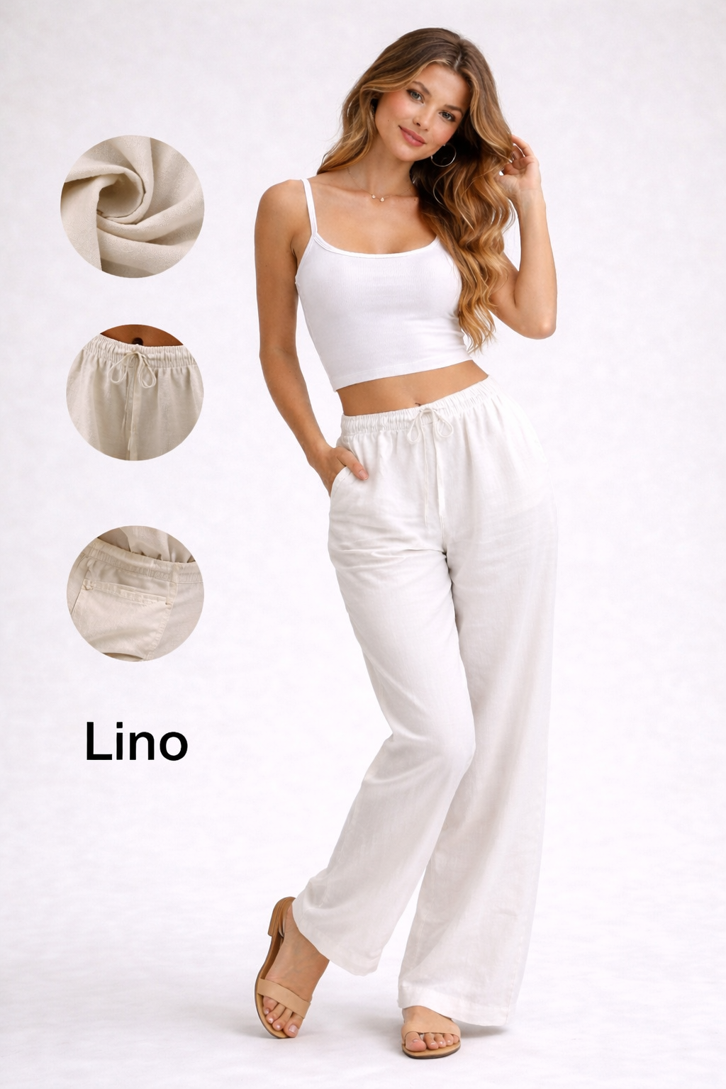 Azzurra™ | Pantalón fluido de lino ( + top de REGALO )