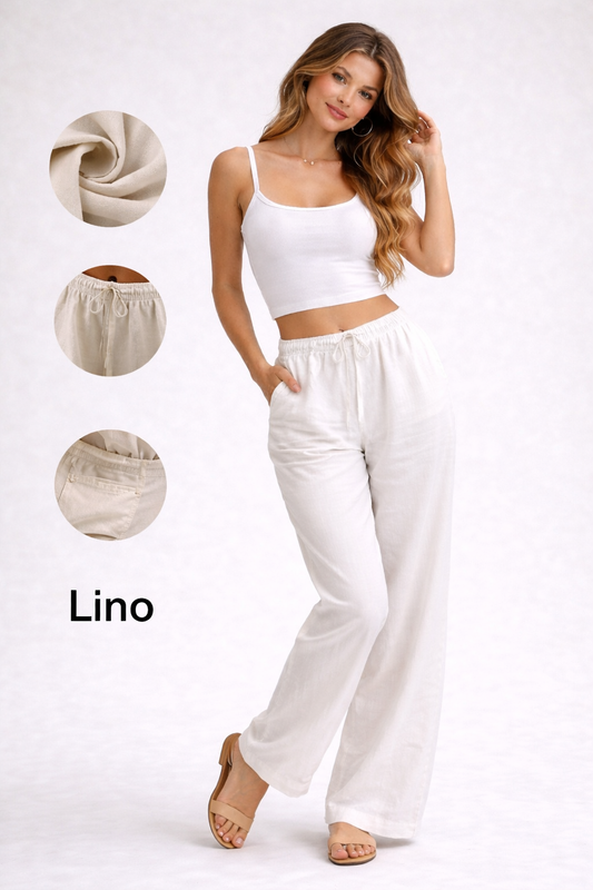 Azzurra™ | Pantalón fluido de lino ( + top de REGALO )