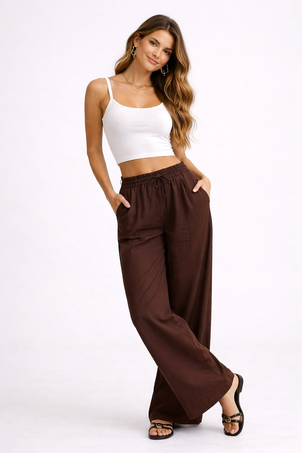 Azzurra™ | Pantalón fluido de lino ( + top de REGALO )