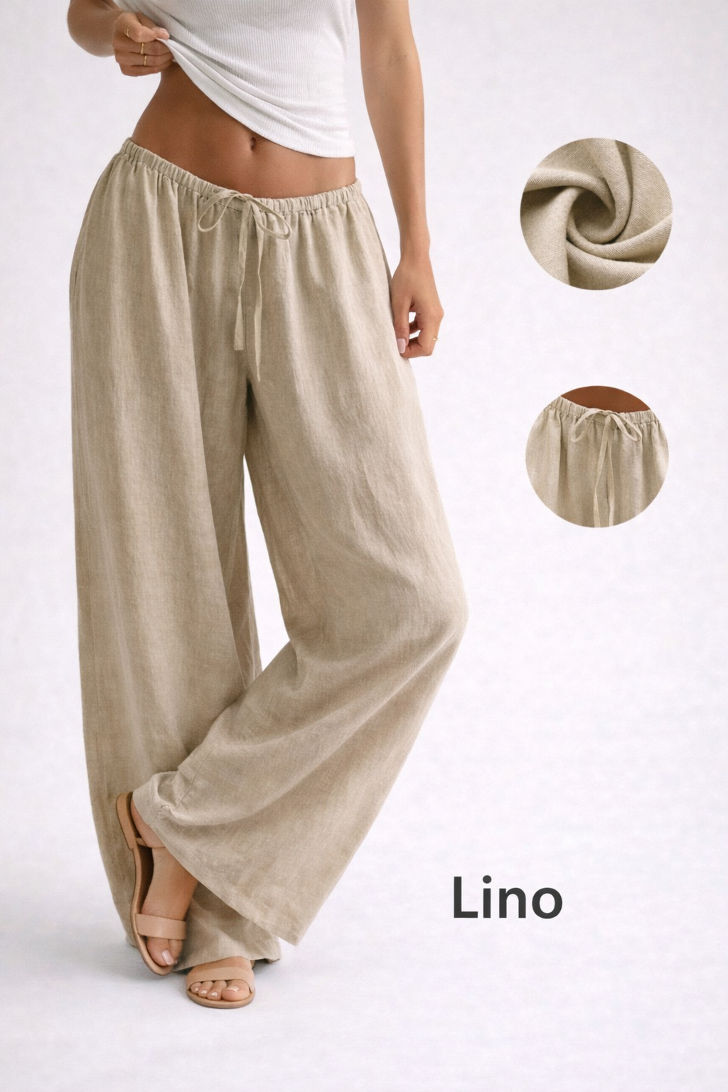 Azzurra™ | Pantalón fluido de lino ( + top de REGALO )