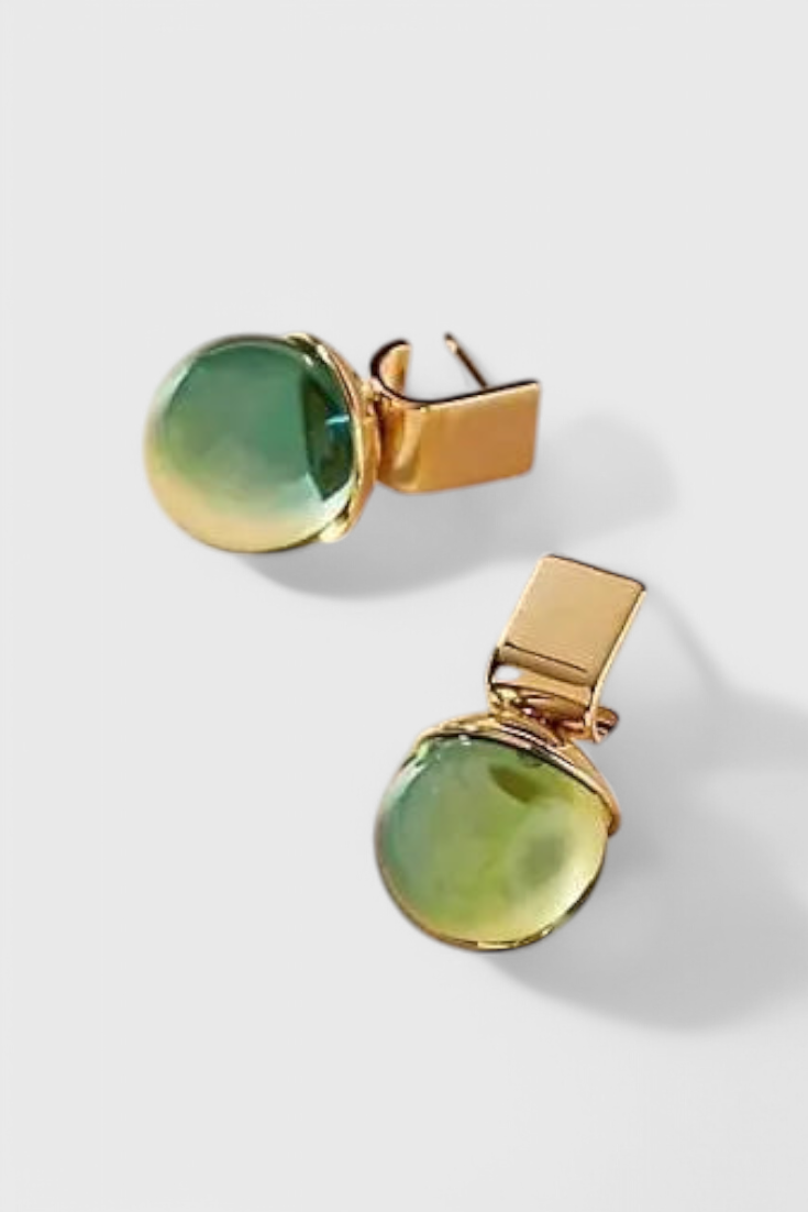 Pendientes de Cristal Verde Vintage