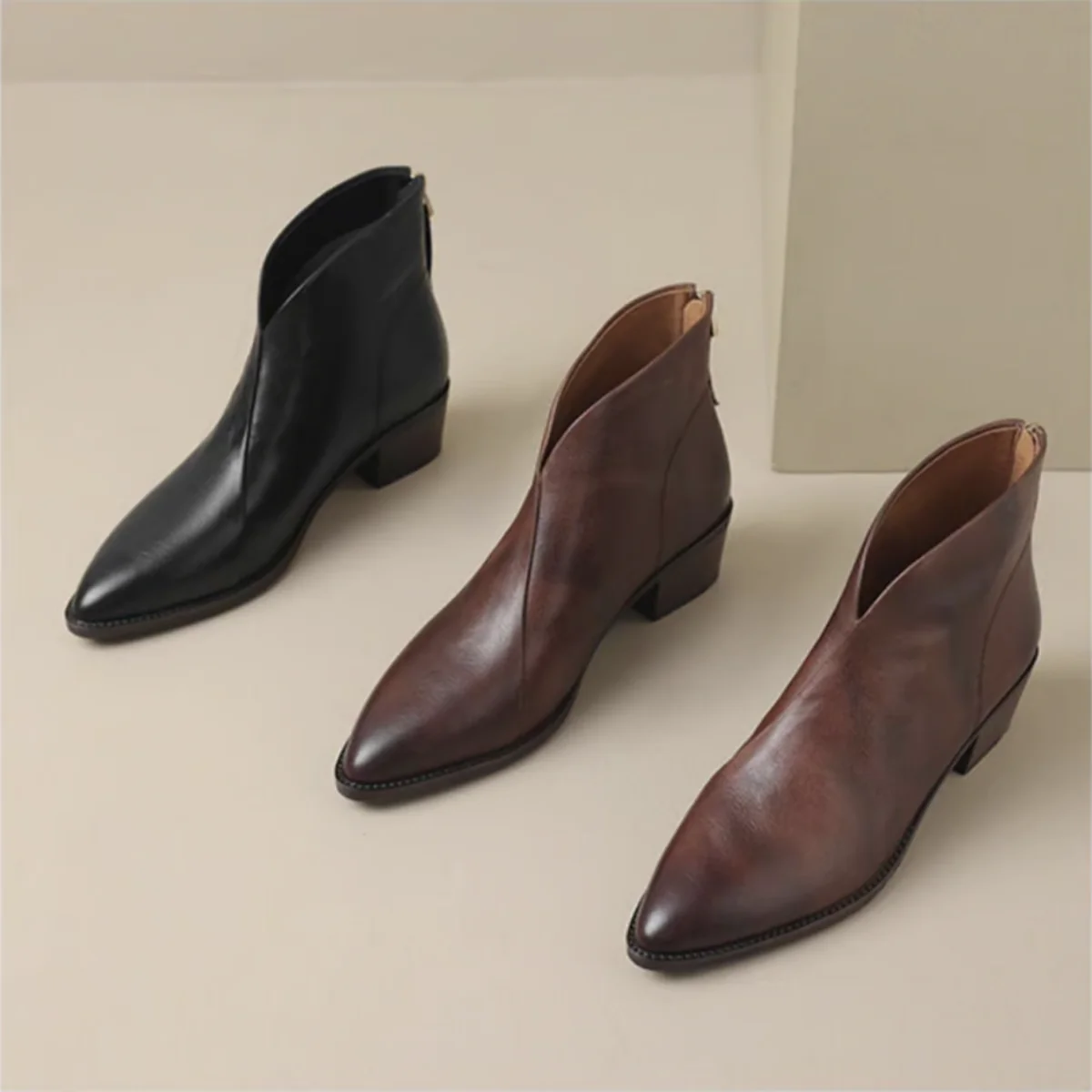 Anita - Botines de lujo con tacon bajo