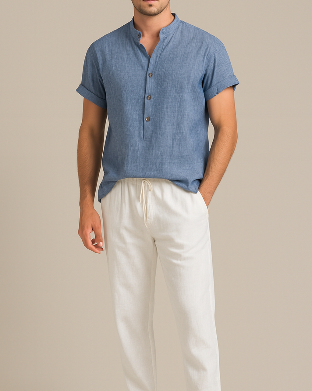 Desierto Set | Conjunto fluido de camisa y pantalón en mezcla premium de lino
