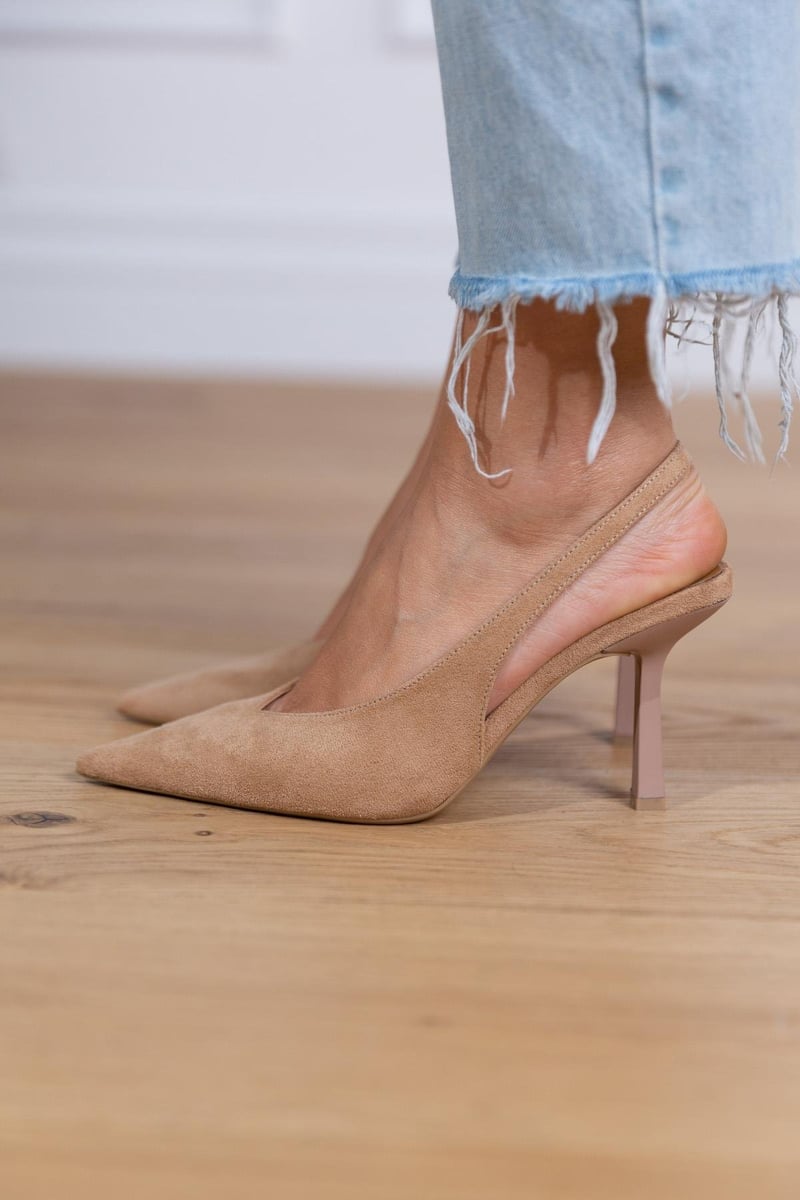 Serrano Madrid | Zapatos de tacón destalonados nude con tacón fino