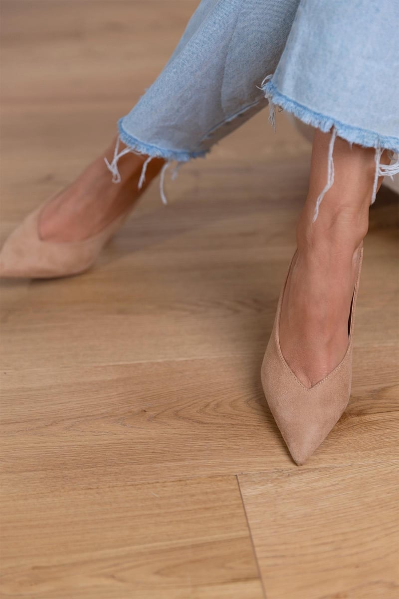 Serrano Madrid | Zapatos de tacón destalonados nude con tacón fino