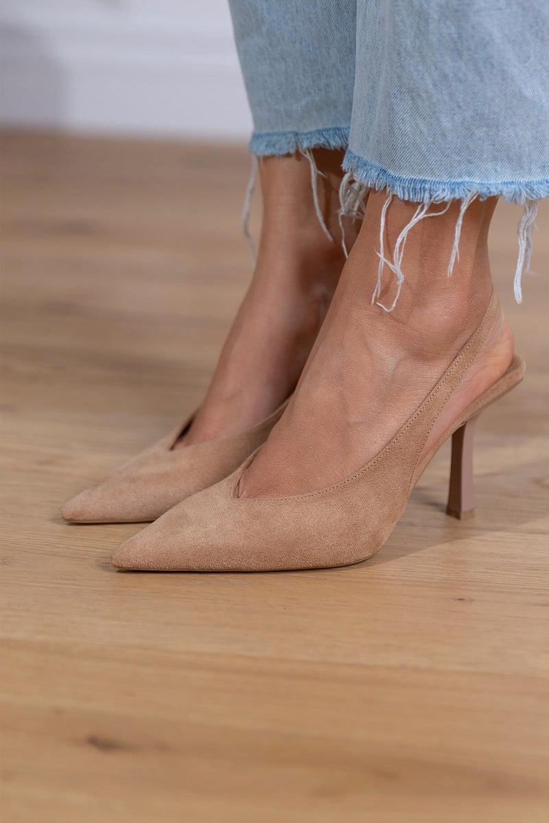 Serrano Madrid | Zapatos de tacón destalonados nude con tacón fino