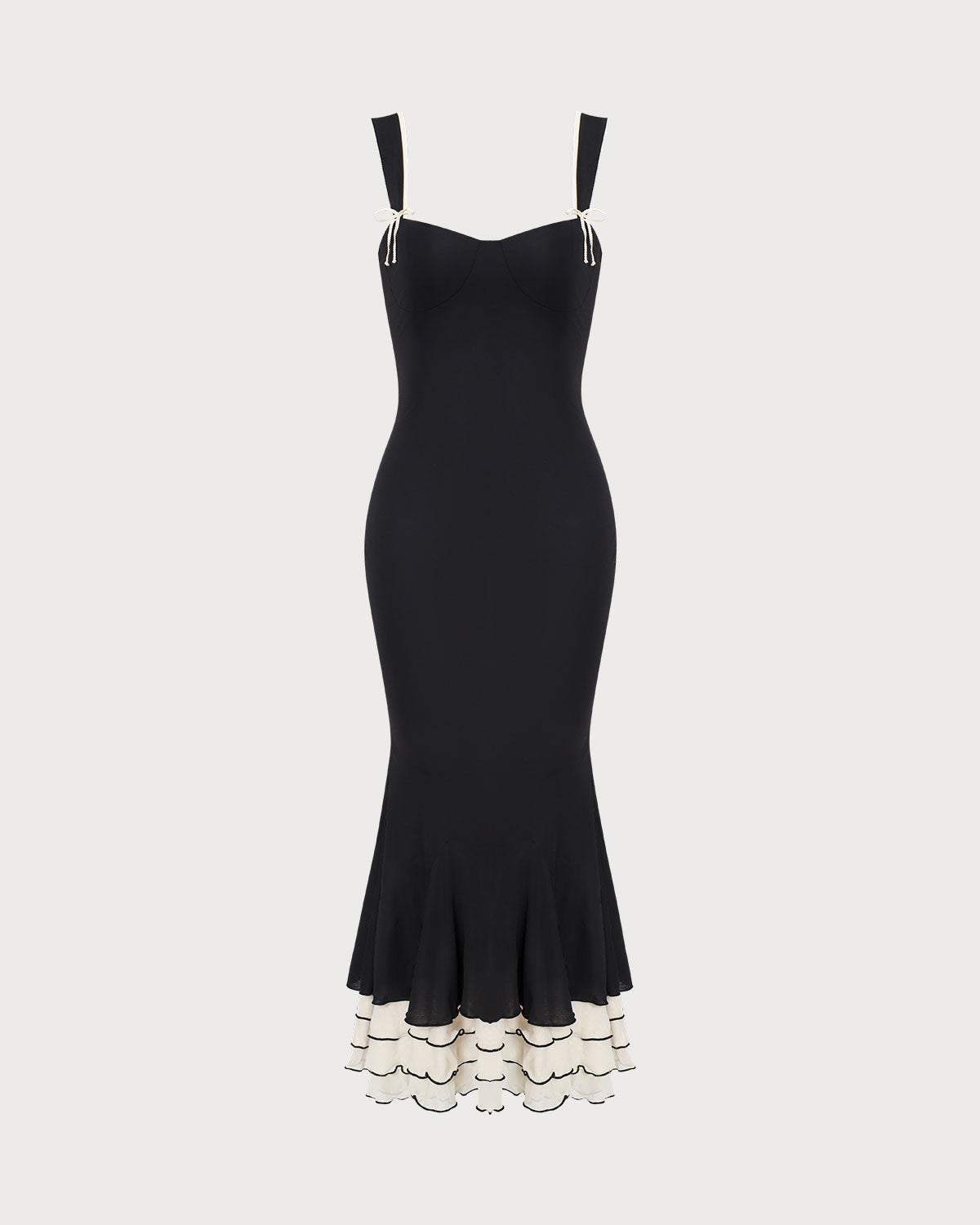 Camila | Vestido largo ajustado con escote corazón negro