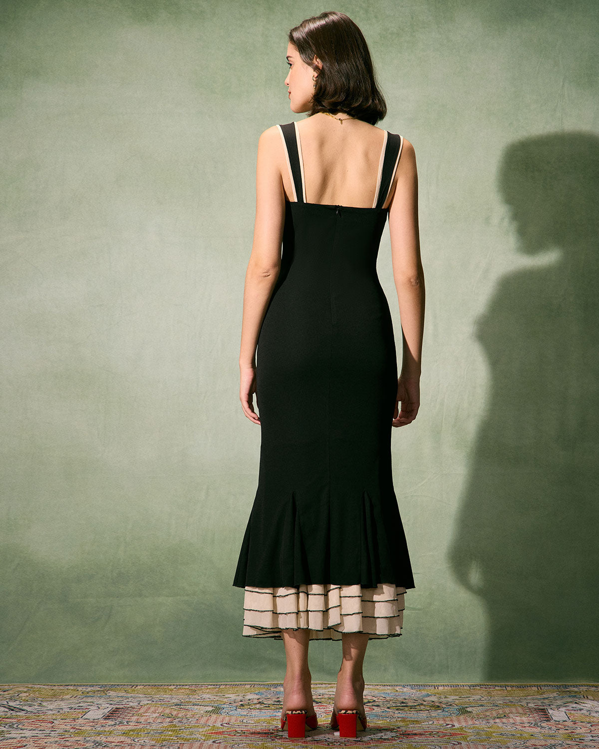 Camila | Vestido largo ajustado con escote corazón negro