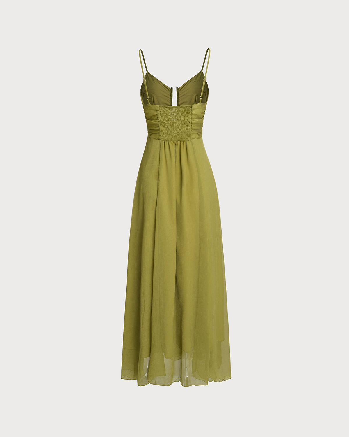 Aurora | Vestido largo verde con fruncidos