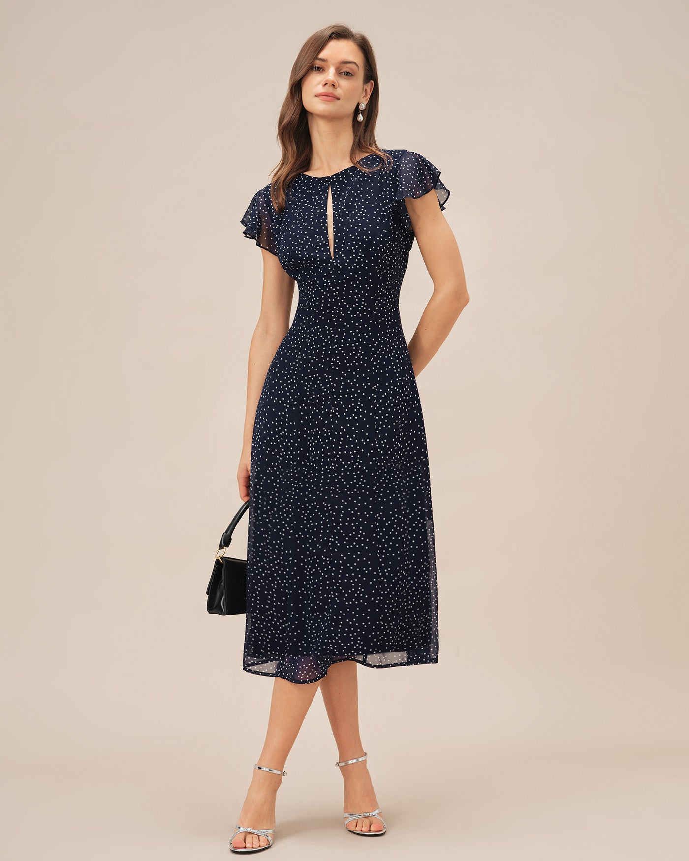 Daniela | Vestido midi azul con lunares